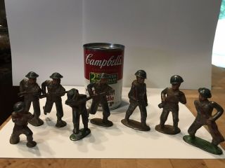 Vintage Manoil Barclay Us Military Army Soldiers Lead Toy Figures Set Of 8