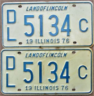 1976 Illinois Dealer License Plate Pair - 5134 C