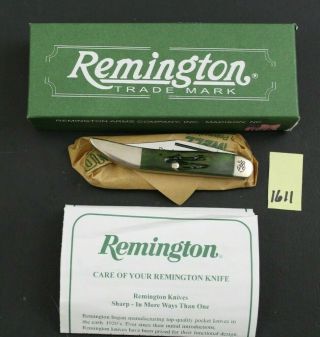 Remington R - 83 Small Green Bone Texas Toothpick Pocket Knife 1611