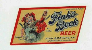 1930s Fink Brewing Co,  Harrisburg,  Pa Fink 