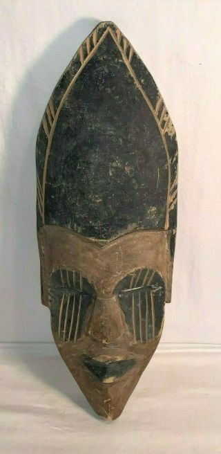 Vintage Antique ? African Wood Tribal Mask 21 " Hand Carved Art Ritual Congo ?