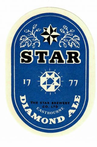 Beer Label: Star Brewery,  Eastbourne,  Diamond Ale 83mm Tall