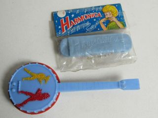 Harmonica And Banjo (vintage 1960s Plastic Seaside Toys Made In Hong Kong)