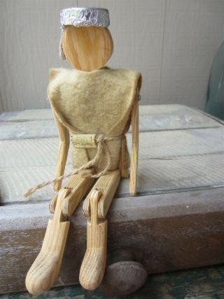 Vintage Handmade Folk Art Primitive Dancing Man Jointed Wood Wooden Jig Doll