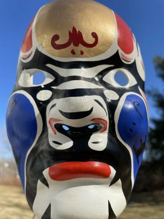 Vintage Colorful Painted Beijing Opera Mask Paper Mache Chinese Theater