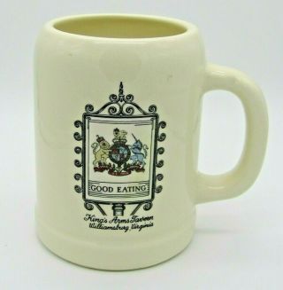 Vintage Beer Stein Mug From King’s Arm Tavern,  Williamsburg,  Va,  " Good Eating "