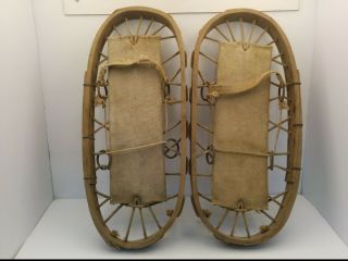 Vintage Ingland Wooden Snow Shoes,  Rope & Canvas,  Approx 19 " X 8 - 1/2 "
