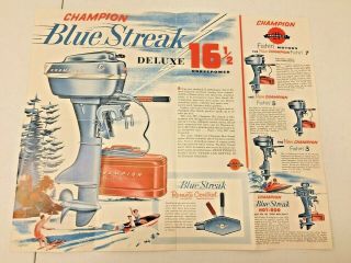 Vintage Champion Blue Streak Outboard Motors Sales Brochure Motor Specifications