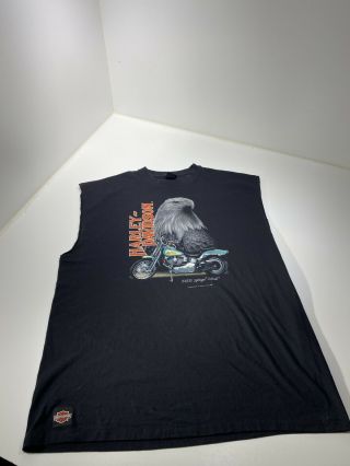 Vtg 90s 3d Emblem Harley - Davidson 1991 Fxsts Softail Eagle T Shirt Xxxl Cutoff