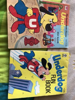 Set Of 2 Underdog 1972 Coloring Books Sweet Polly Purebred Simon Bar Sinister