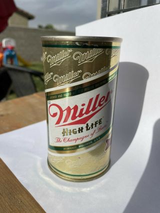 Miller High Life Beer Straight Sided Tab Top Can Milwaukee Wi Wisconsin Old
