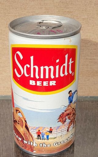 1970s Schmidt Cowboy / Rodeo Pull Tab Beer Can Bottom Opened Heileman 5 City