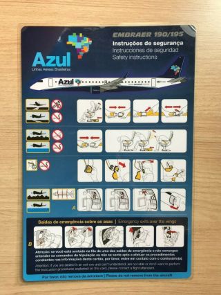 Safety Card - Azul Linhas AÉreas Embraer E190/195
