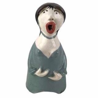Vintage Art Pottery Modern Woman Lady Pie Bird Funnel Vent Made In England U22