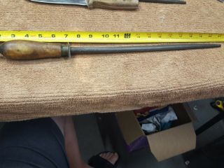Vintage Ovb Our Sharpening Steel Rod Wooden Handle 21 " Overall 14 " Steel