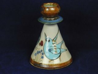 Tonala Mexico Ken Edwards El Palomar Blue Bird Butterfly Floral Bud Vase Pottery
