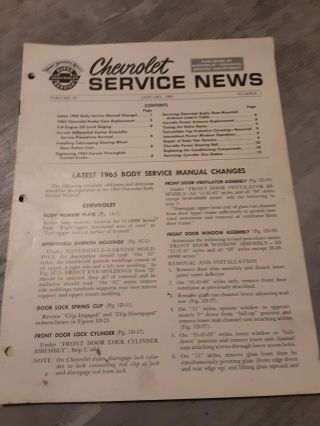 Chevrolet Service News Volume 37 1965 Numbers 1,  3,  4,  6,  7,  8,  10 And 11