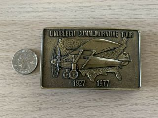 1977 Charles Lindbergh Commemorative Tour 50 Yrs Spirit Of St.  Louis Belt Buckle