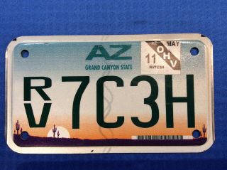 Arizona Rv Motorcycle Ohv License Plate Grand Canyon State Rv 7c3h