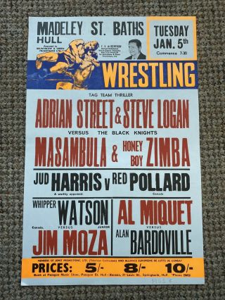 Vintage British Wrestling Poster 1965