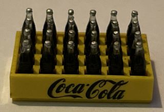 Vintage Miniature Coca - Cola 24 Bottle Yellow Crate With Black Lettering