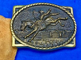 70 ' s Western Cowboy calf Roping RODEO belt buckle by Heritage 2