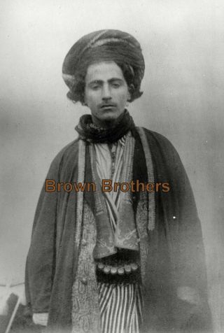1900s Historic Iran Persia Arabs South Kurdistan Jaf Chief Glass Photo Negative