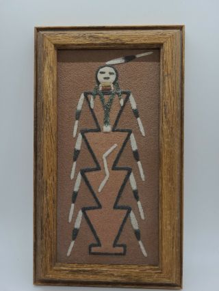 Vintage Navajo Sand Painting The Cloud People Signed Frame R.  Castill.