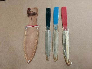 Set Of 3 Vintage Throwing Knifes And Sheath