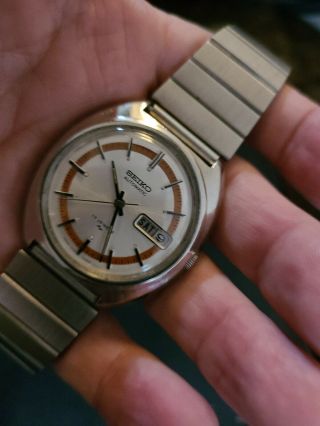 Vintage Seiko Automatic Watch Unique Copper Ring On Silver Sunray Dial Serviced