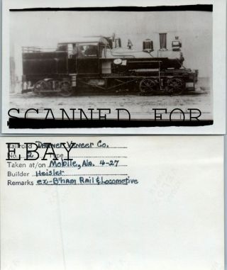 April 1927 Danner Veneer Co 2 Mobile Alabama Heisler Vintage Railroad Photo