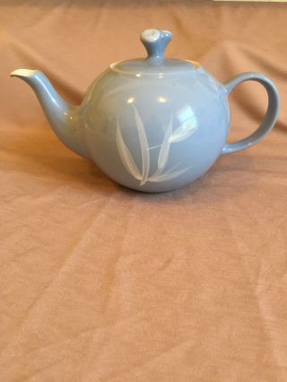 Vintage Porcelain Powder Blue Winfield Teapot With White Floral Design