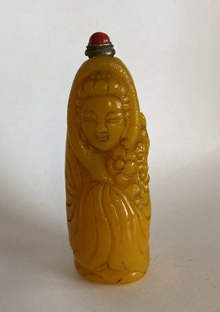 Chinese Hand Carved Shoushan Stone Snuff Bottle Chinese Character 3.  5” High