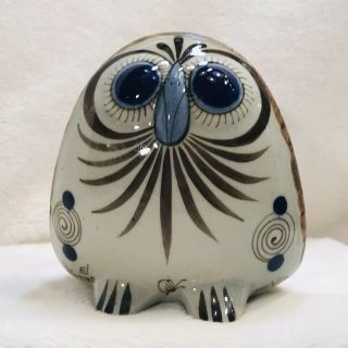 Tonala El Palomar Mexico Pottery Hand Painted Owl Figurine Folk Art