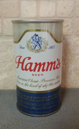 1970 Hamms Beer Can Straight Steel Pull Tab 3 City Embossed Lid Small Seam