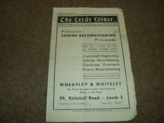 Vintage Programme Leeds V Castleford 14th September 1946
