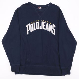 Vintage Polo Ralph Lauren Big Logo Blue 90s Pullover Sweatshirt Mens L