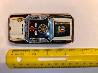 Vintage Japan Tin Litho Toy Car Police Patrol 3 1/2” Long -