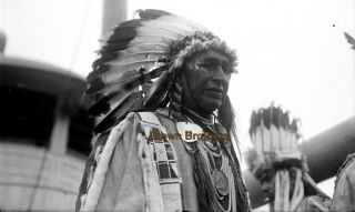 1913 Native American Indian Chief Ft Wadsworth Memorial Glass Photo Negative 4