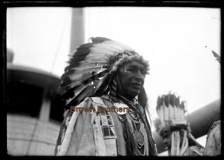 1913 Native American Indian Chief Ft Wadsworth Memorial Glass Photo Negative 4 2
