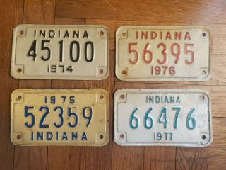 Vintage 1974,  1975,  1976,  1977 Indiana Motorcycle License Plates