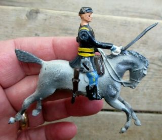 Vintage Britain Toy Civil War Soldier On Horse With Sword Lead Soldier