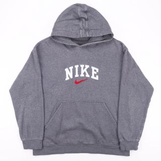 Vintage Nike Big Logo Grey 00s Pullover Hoodie Mens L