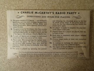 Vintage Charlie McCarthy Radio Party Game Complete 1938 2