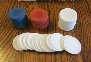 800 PLASTIC POKER CHIPS RED WHITE AND BLUE EASY STACKING WASHABLE 3
