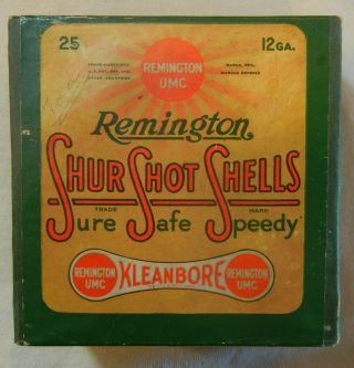 Vintage Remington - Umc Kleanbore 12 Gauge Shur Shot Shotgun Shell Ammo Box