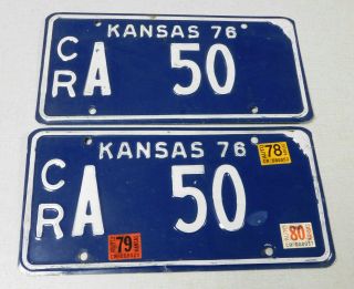 1980 Kansas Passenger Car License Plate Pair Crawford County