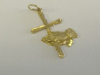 Vintage Solid 14 K Gold Praying Hands With Cross Charm
