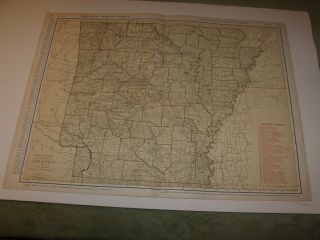 1924 20.  5x28 Rand Mcnally Commercial Atlas Standard Map Of Arkansas