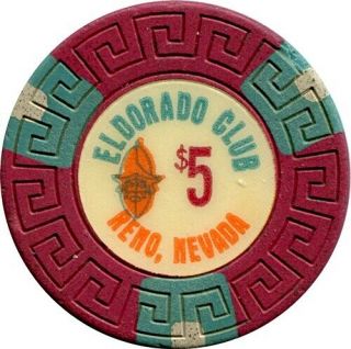 Eldorado Club,  Reno $5 Casino Chip R6 Rare 31 - 75